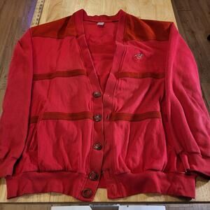 Vintage Nanso Soft Choice Red Cardigan Sweatshirt knit preppy Equestrian mod